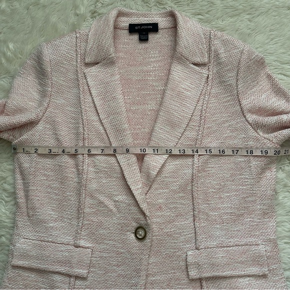 St. John Blazer Knit Jacket Wool Blend 3/4 Sleeves Sz 14 - Picture 9 of 12